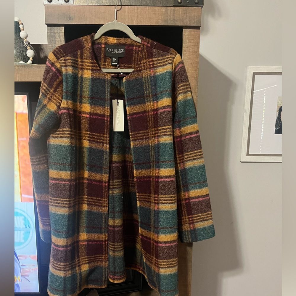 Rachel Zoe Plaid Print Coat|NWT|Sz L